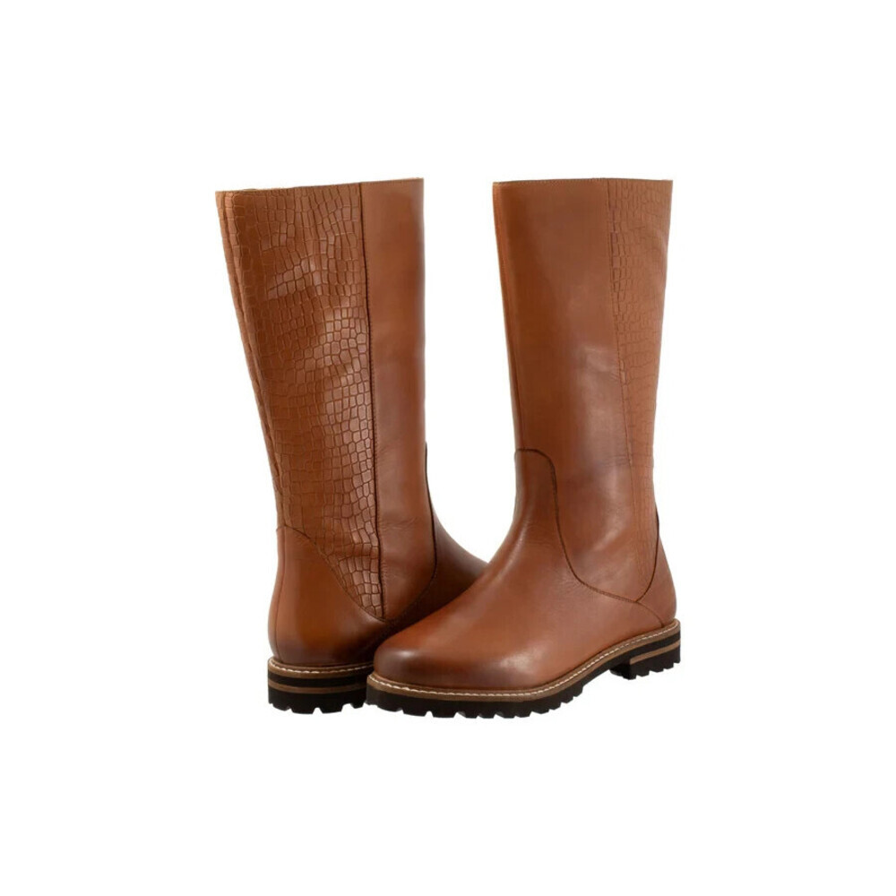 Trotters Franki Boots Women's US 12 Brown Leather Mid-Calf Round Toe JOBB173